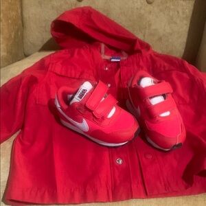 Nike Kids' Red Sneakers and Jacket Set